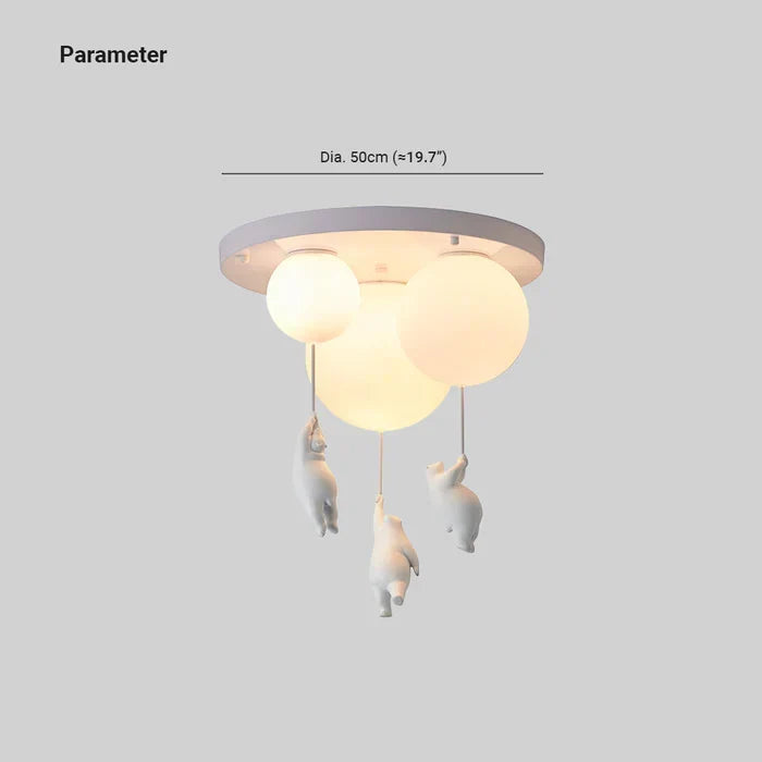 Playful bear and balloon ceiling lamp, a charming whimsical lighting fixture for children's rooms.
