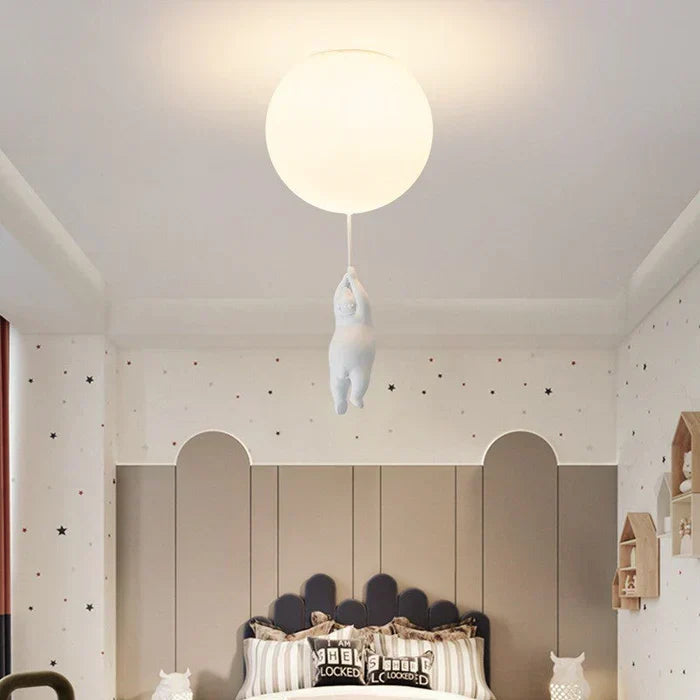 CloudBear children's lamp, a whimsical bear & balloon ceiling light for a dreamy nursery.