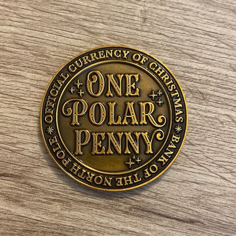 Christmas gift set: Collectible Polar Pennies and a rich velvet pouch, unique holiday decor