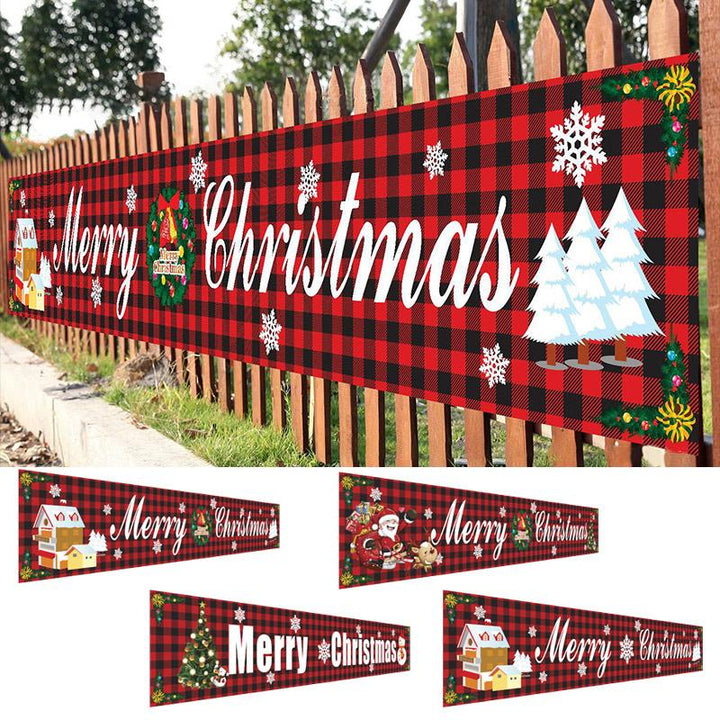 Christmas outdoor banner flag decor, festive polyester, waterproof holiday decoration showcasing snowflakes