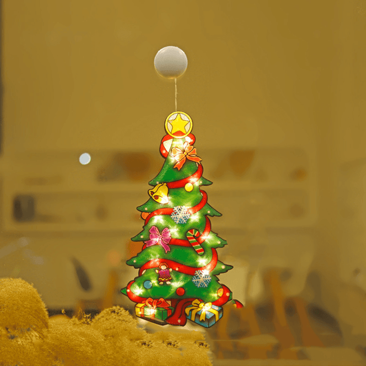 Assorted Christmas Window Suction Cup LED Lights, showing different designs like bells and angels, gift idea
