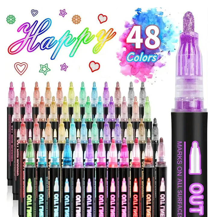Premium metallic outline pens, shimmer markers for crafts, journaling, and stunning DIY art projects.