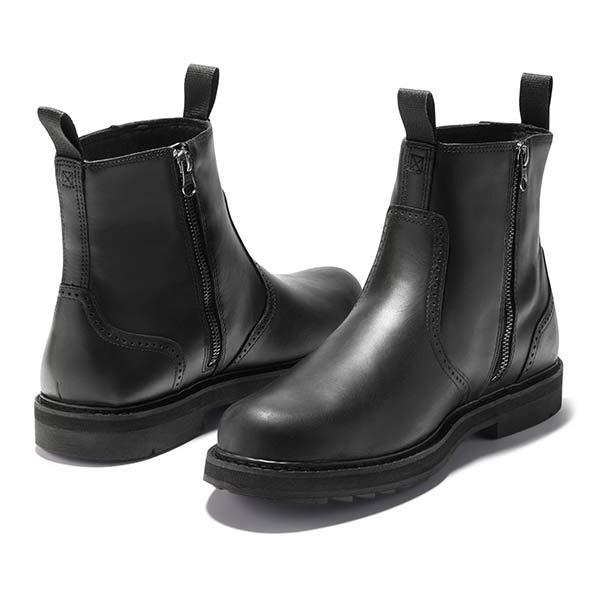 Autumn winter men's Chelsea boots, classic black, versatile everyday footwear with elastic gusset.
