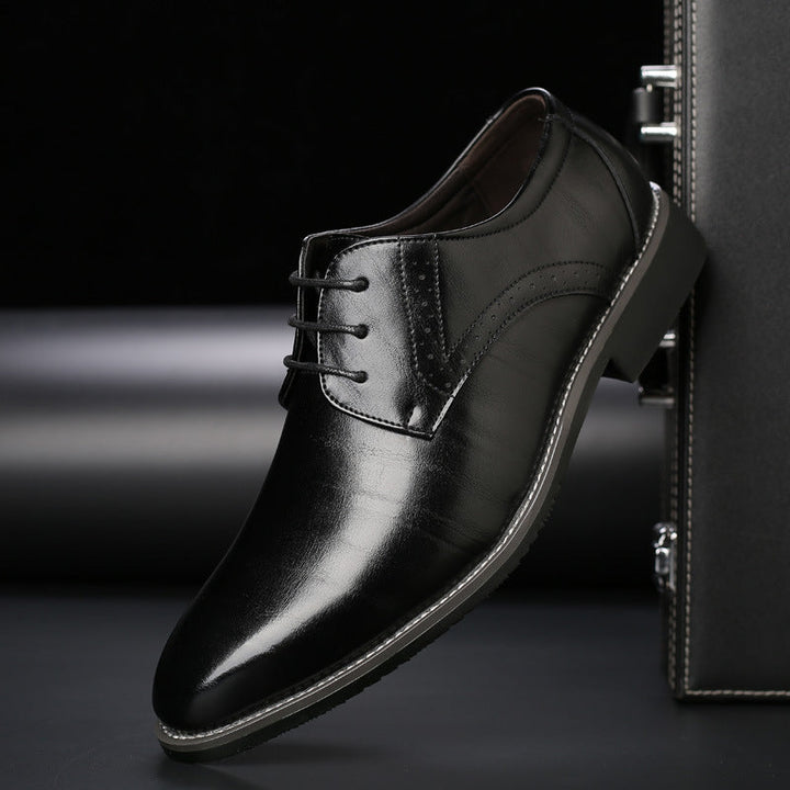 Classic black men's formal Derby shoes. Stylish dress footwear, perfect for business or elegant events. Comfortable & lightweight.