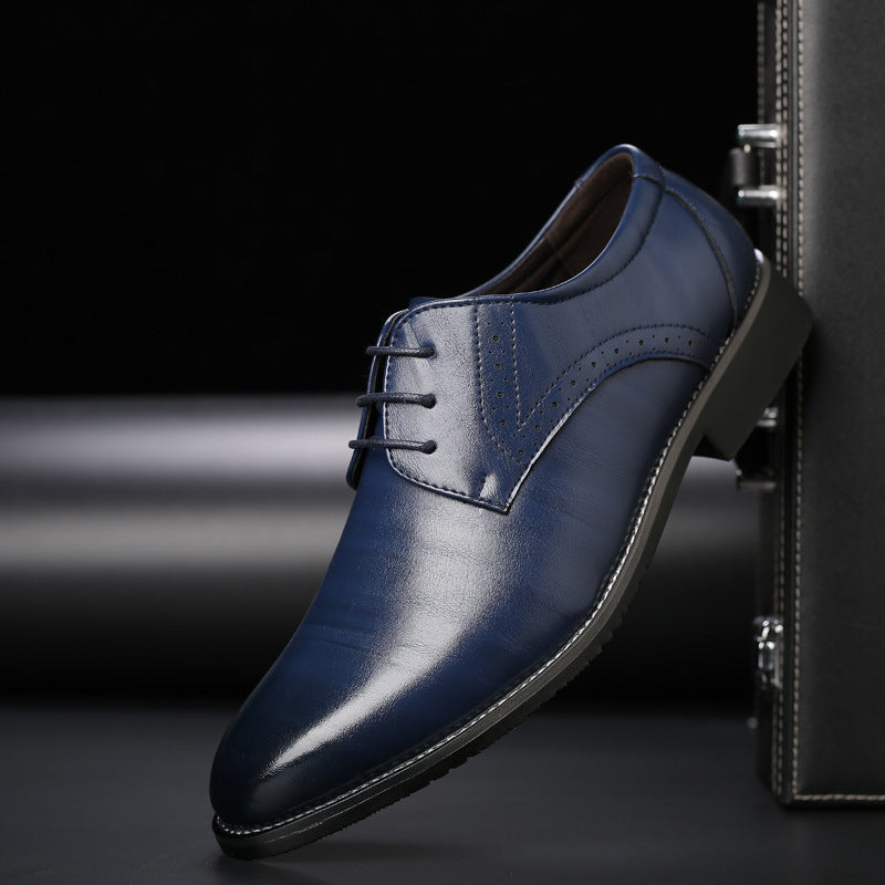 Stylish blue men's Derby shoes, ideal for smart casual or formal occasions. Comfortable dress footwear.