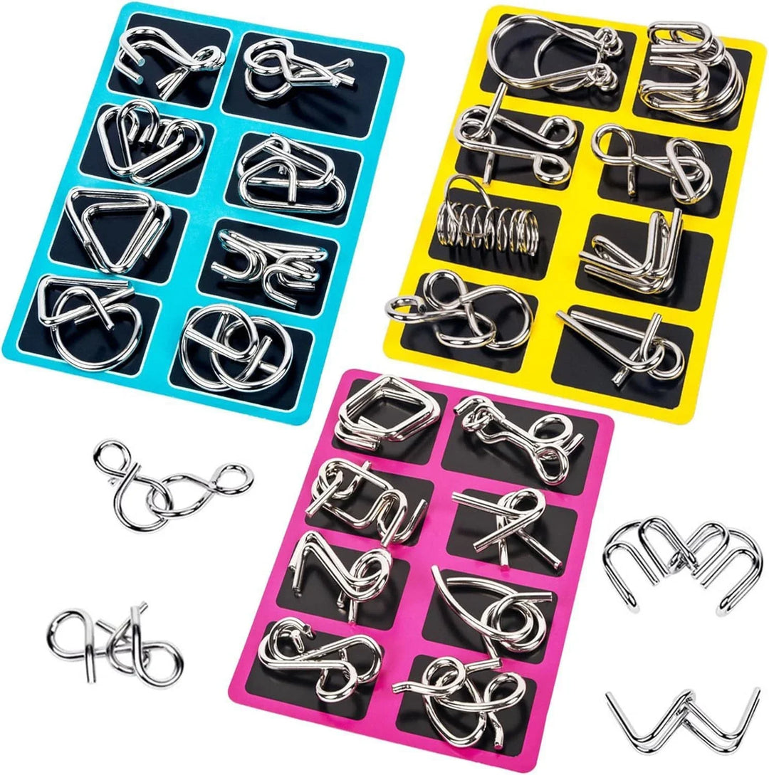 Classic interlocking metal brain teaser set. A challenging logic puzzle for adults & kids.