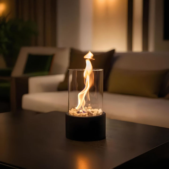 Classic Lumora oil lamp, elegant glass & metal, perfect for ambient home lighting & decor.