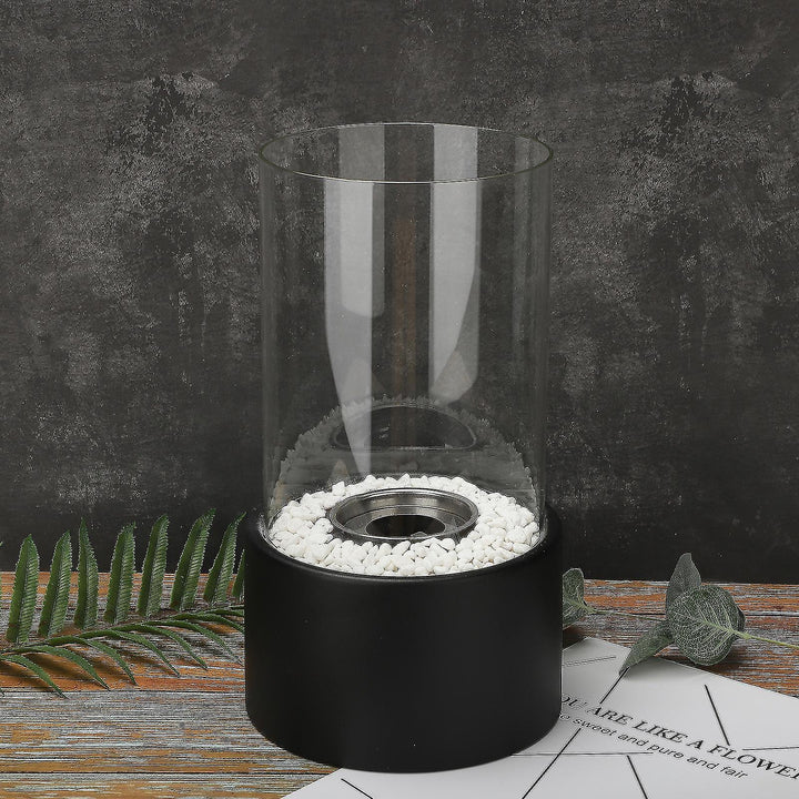 Lumora classic oil lamp, glass reservoir & metal base, ideal for romantic ambient light.
