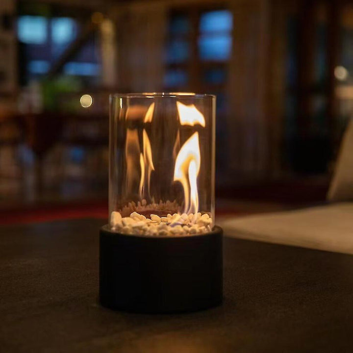 Lumora classic oil lamp, an elegant flame lamp providing ambient light for any room's decor.