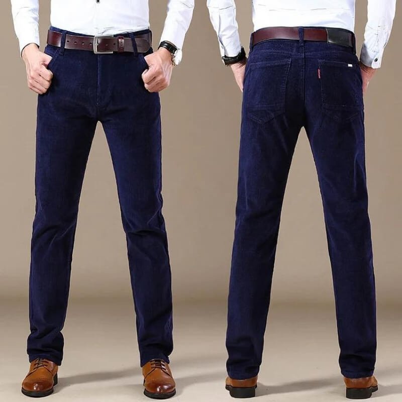 Versatile men's classic corduroy trousers suitable for both casual outings and office attire.