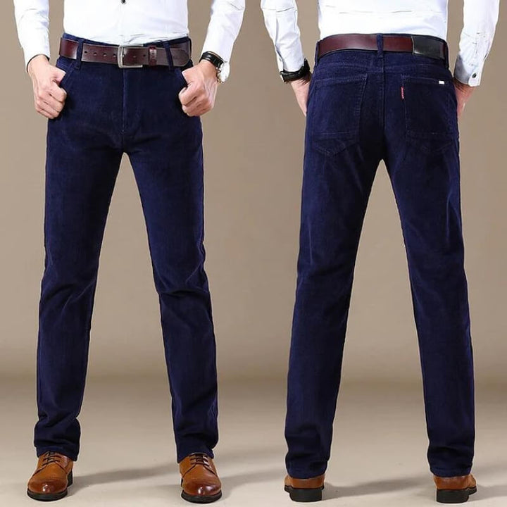 Versatile men's classic corduroy trousers suitable for both casual outings and office attire.