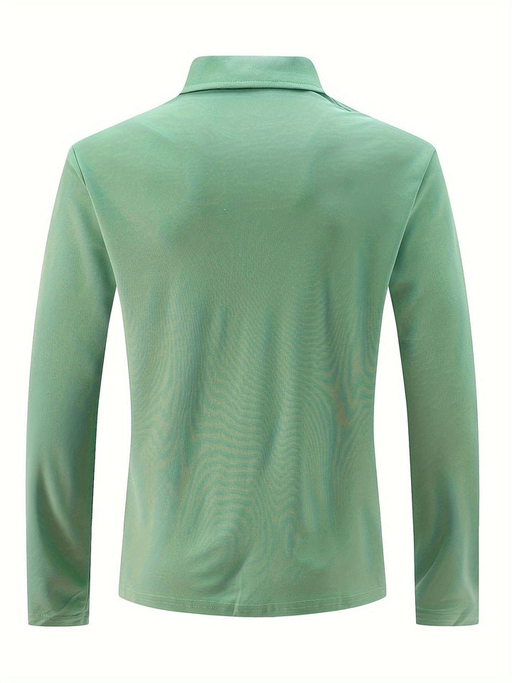 Comfortable button-up men's polo shirt, a timeless piece for casual & smart casual fashion.