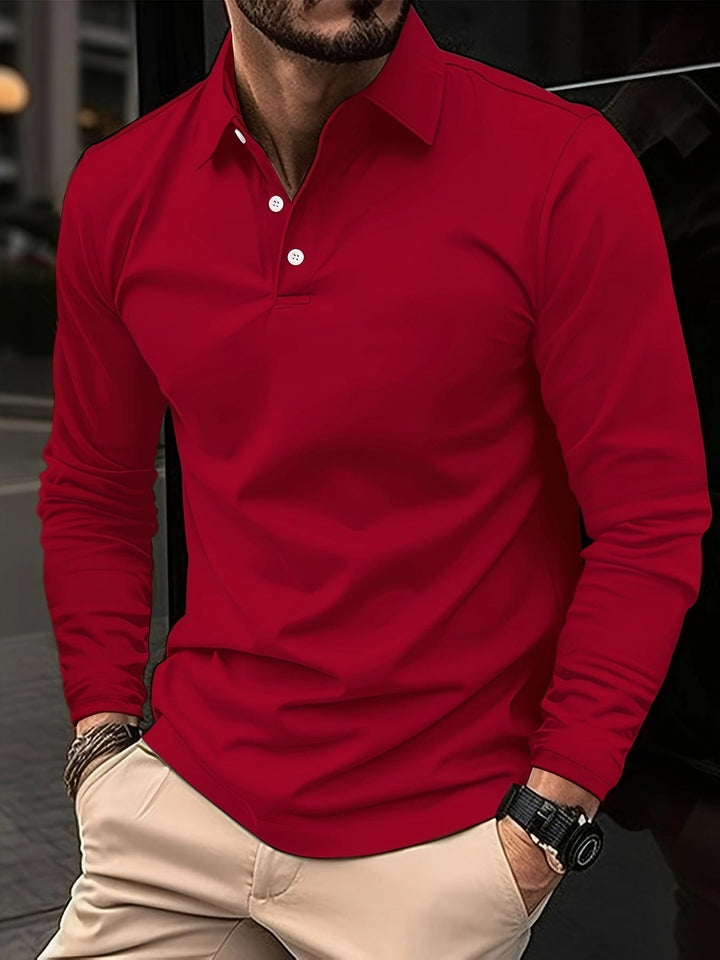 Men's fashion long sleeve polo, a classic and comfortable choice for versatile outfits.