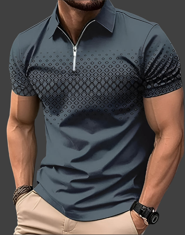 Men's fashion collared polo shirt, offering a classic fit and breathable comfort for summer days.