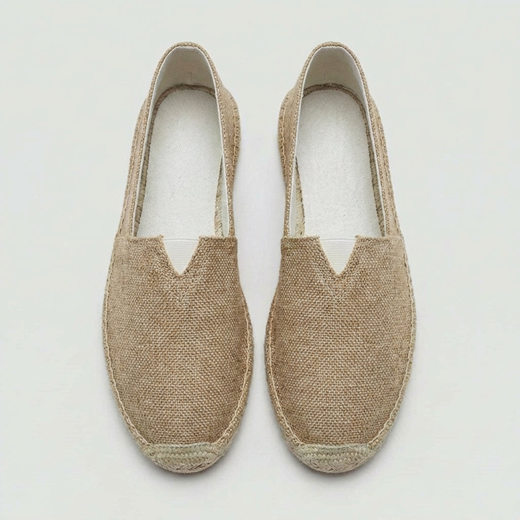 Comfortable men's espadrilles, classic slip-ons for relaxed summer style.