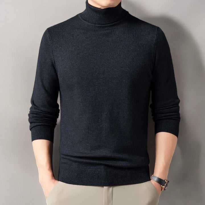 Soft knit men's turtleneck pullover, ideal for winter casual wear.