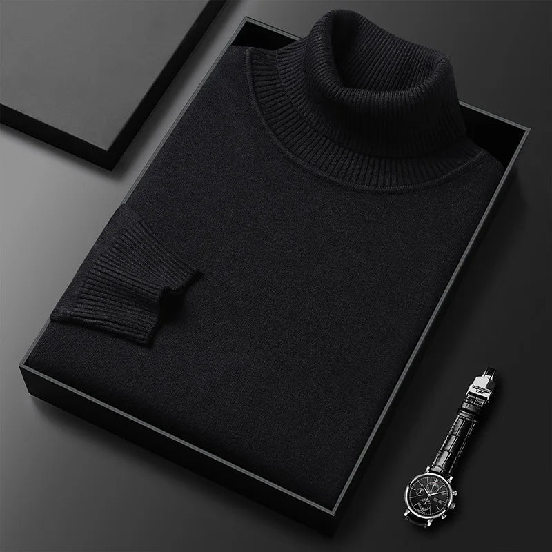Warm men's turtleneck sweater, a comfortable choice for chilly days.