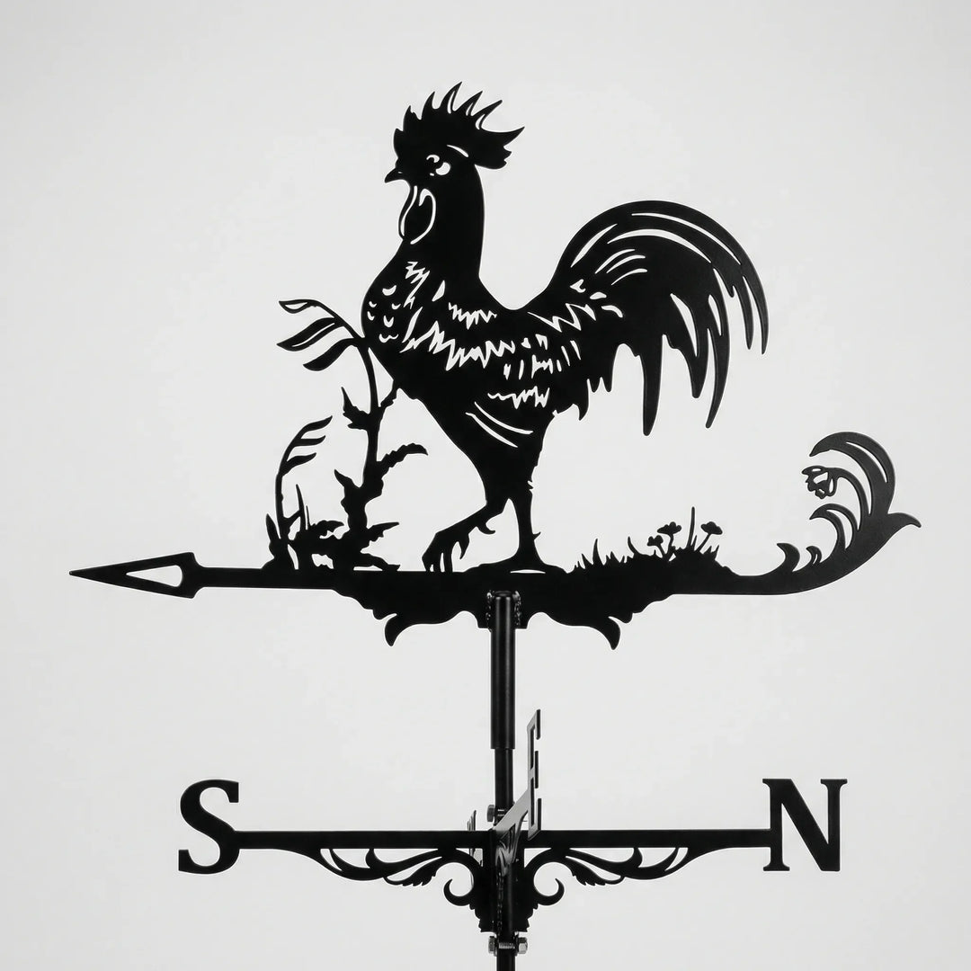 Decorative garden weathervane with arrow & cardinal points, enhancing yard art.
