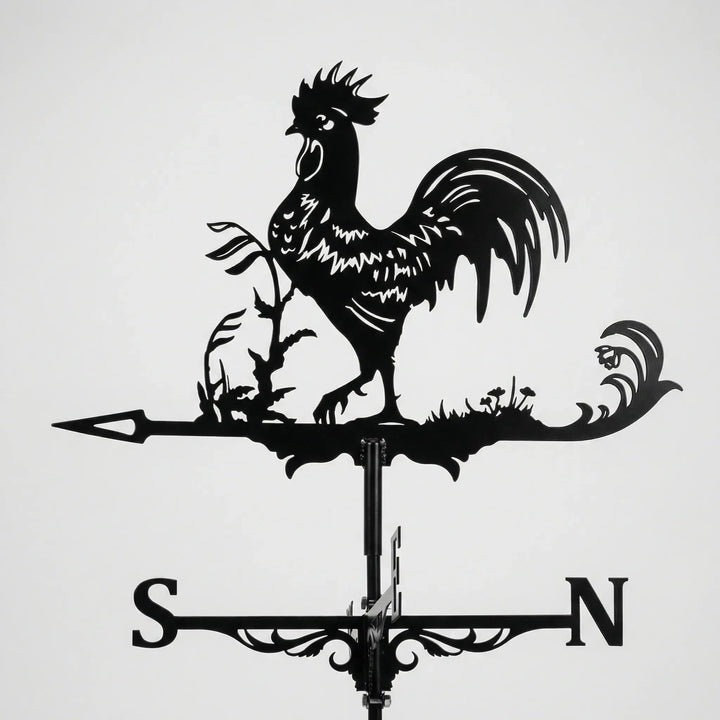 Decorative garden weathervane with arrow & cardinal points, enhancing yard art.