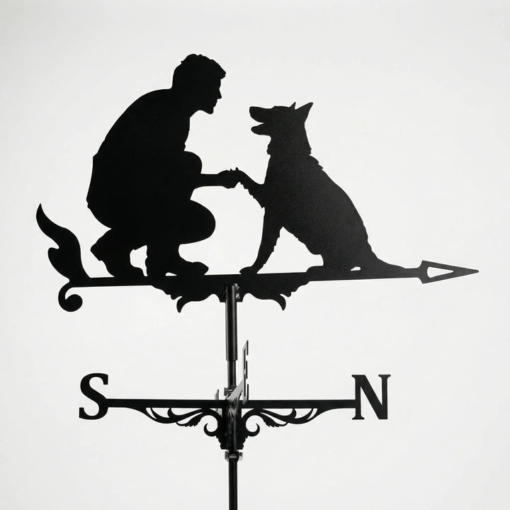 Modern weathervane design for yard art, a sleek outdoor ornament for any garden.