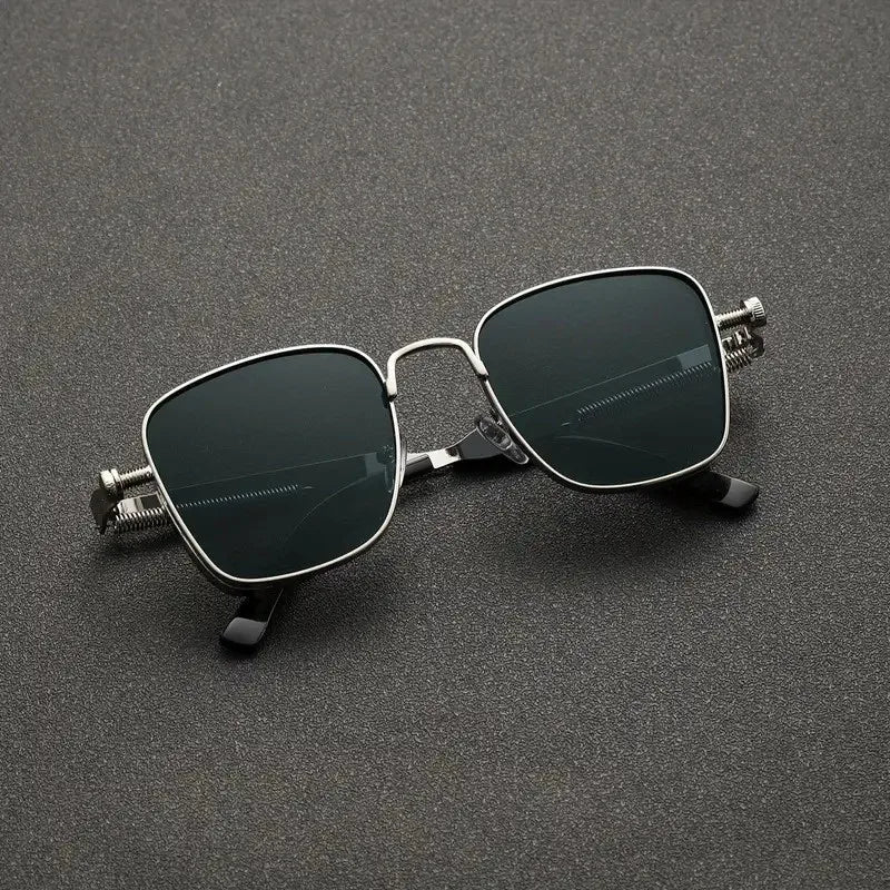 Unisex round sunglasses with UV400 protection, showcasing a modern retro design in a high-angle shot.