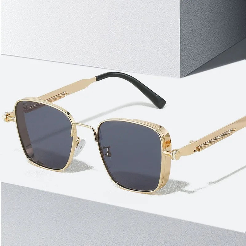 Fashionable round UV400 sunglasses, an essential accessory with a timeless appeal, side profile view.
