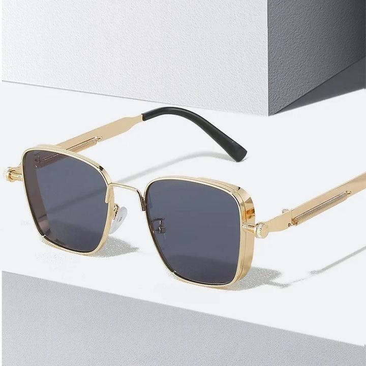 Fashionable round UV400 sunglasses, an essential accessory with a timeless appeal, side profile view.