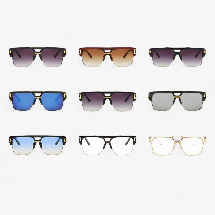 Glare protection unisex mirrored square sunglasses, perfect trendy summer eyewear.