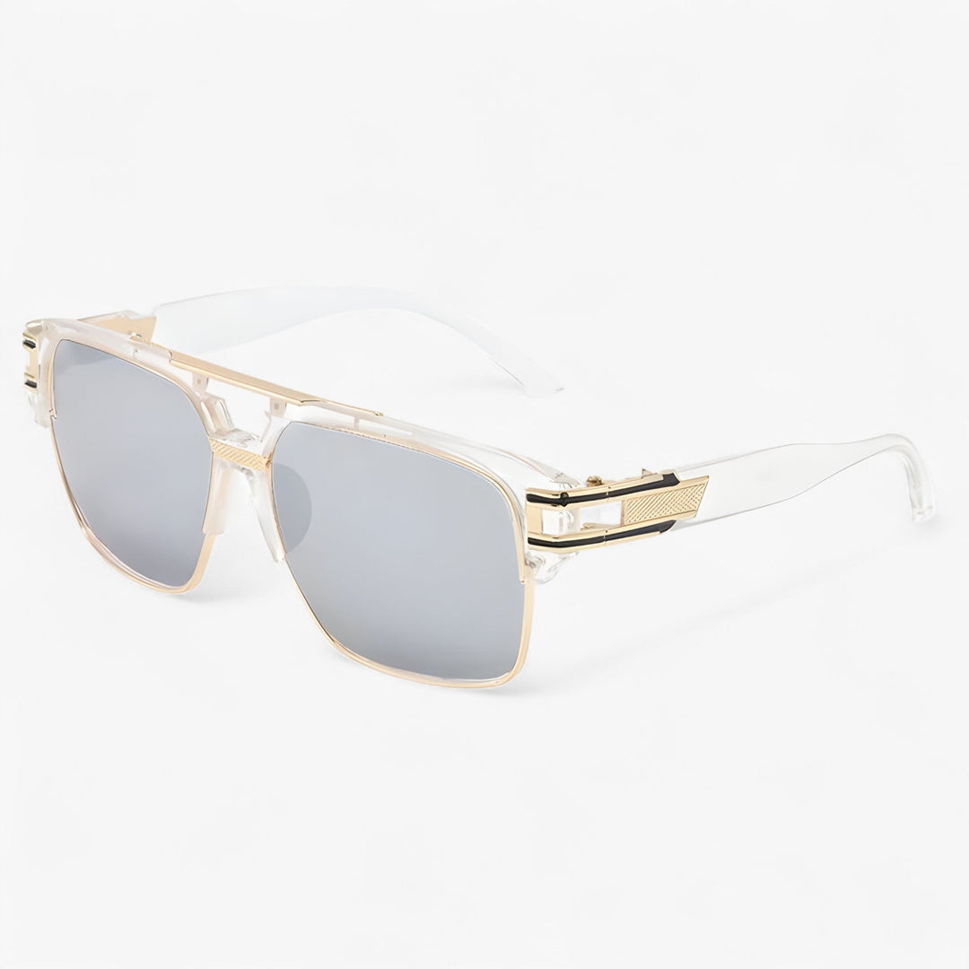 Retro style unisex sunglasses with UV400 mirrored lenses & lightweight plastic frame.
