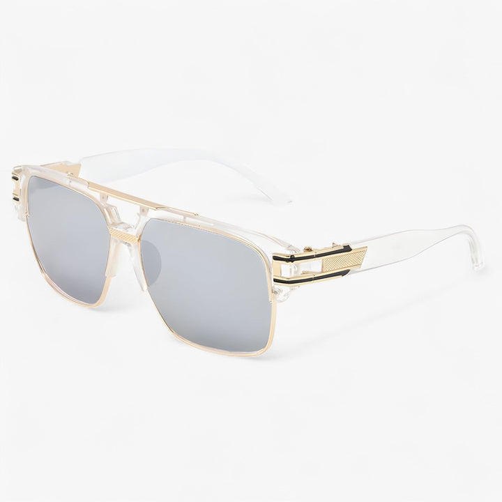 Retro style unisex sunglasses with UV400 mirrored lenses & lightweight plastic frame.