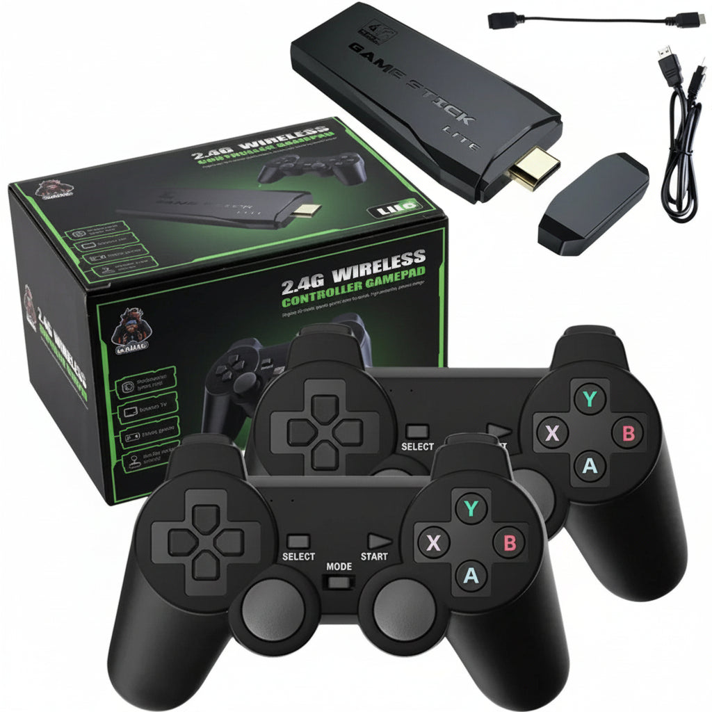 Classic Wireless HDMI Gaming Console with 20,000+ preloaded retro games & wireless controllers.