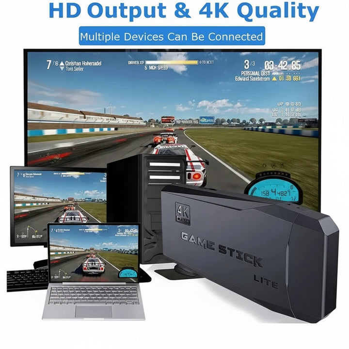 Wireless retro gaming system with HDMI, offering 20,000+ nostalgic classic arcade games to play.