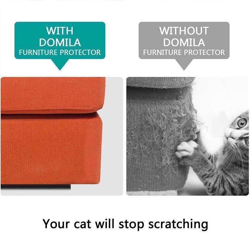 A cat sniffing at Clear Cat Furniture Protector Tape on a chair, showcasing its anti-scratch barrier for home decor.