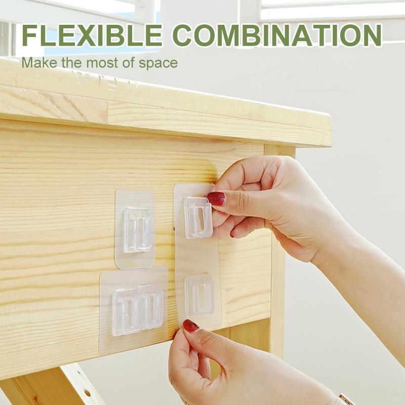 Versatile transparent adhesive hooks for organizing office supplies, school, or craft room items