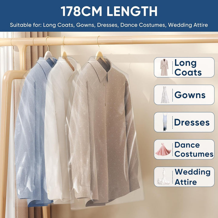 Clear wardrobe storage bags, 50-count. Keep suits, dresses, coats protected & dust-free for travel.