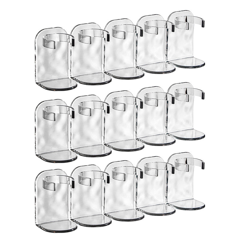Clear plastic multi-hook utility rack, a versatile home organizer for small items.