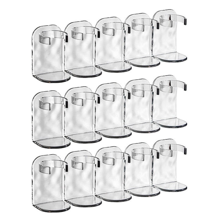 Clear plastic multi-hook utility rack, a versatile home organizer for small items.