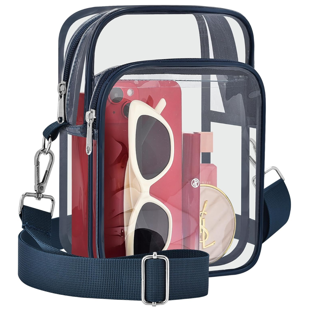 Women's clear handbag, stadium friendly transparent purse with a comfy adjustable strap.