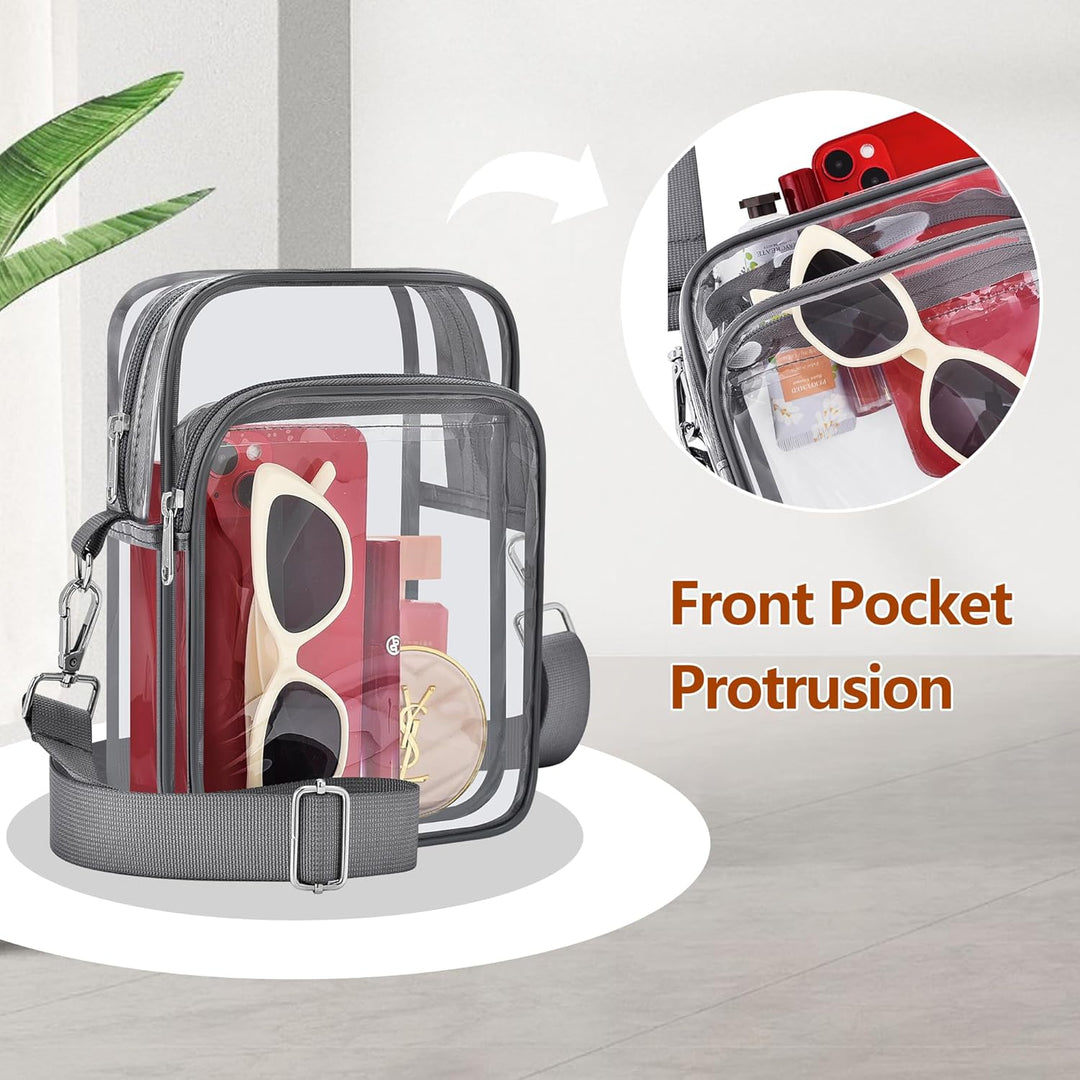 Stadium approved clear crossbody bag, perfect transparent purse for women & event goers.