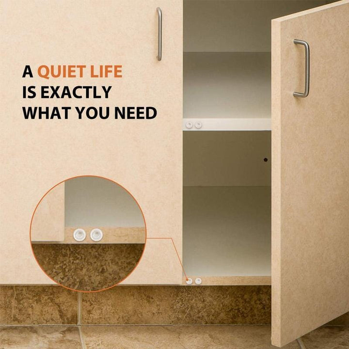 Pack of clear self-adhesive cabinet bumpers, ideal for noise reduction & door protection