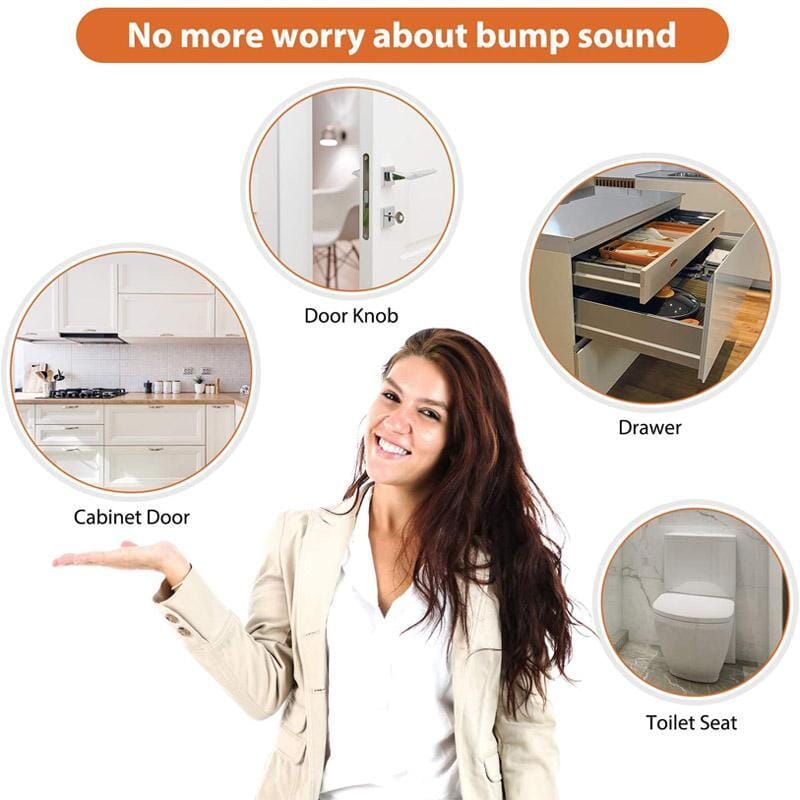Invisible clear door stoppers, silicone pads for quiet closing cabinet doors