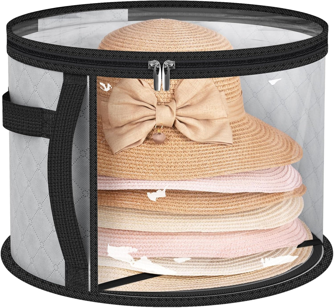 Clear view dustproof storage case for wide-brim hats, perfect for cowboy hats, sun hats & fedoras.