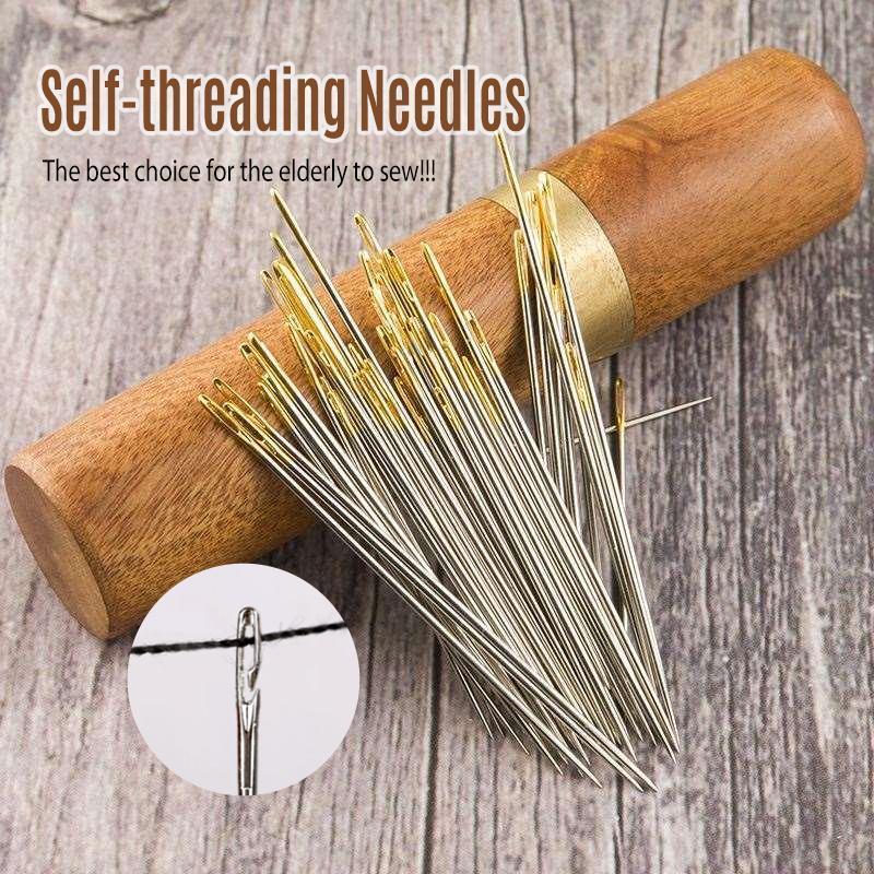 Set of assorted self-threading needles for various hand sewing, quilting, and embroidery projects