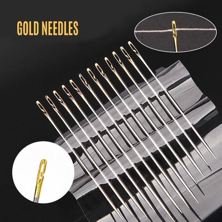Ergonomic self-threading hand sewing needles, perfect for crafters of all skill levels