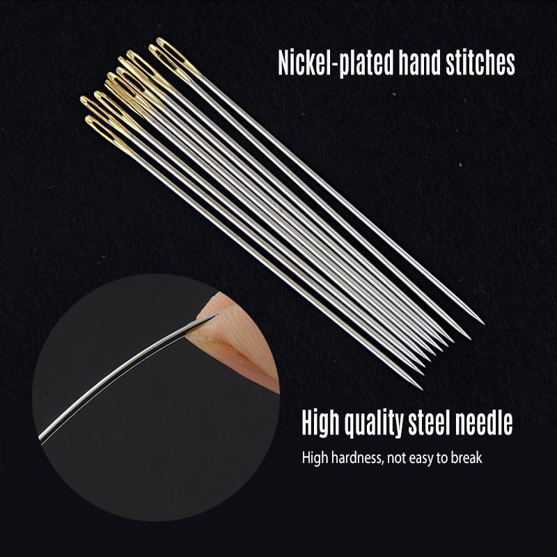 Woman's hand demonstrating threading a self-threading needle with ease for a sewing project