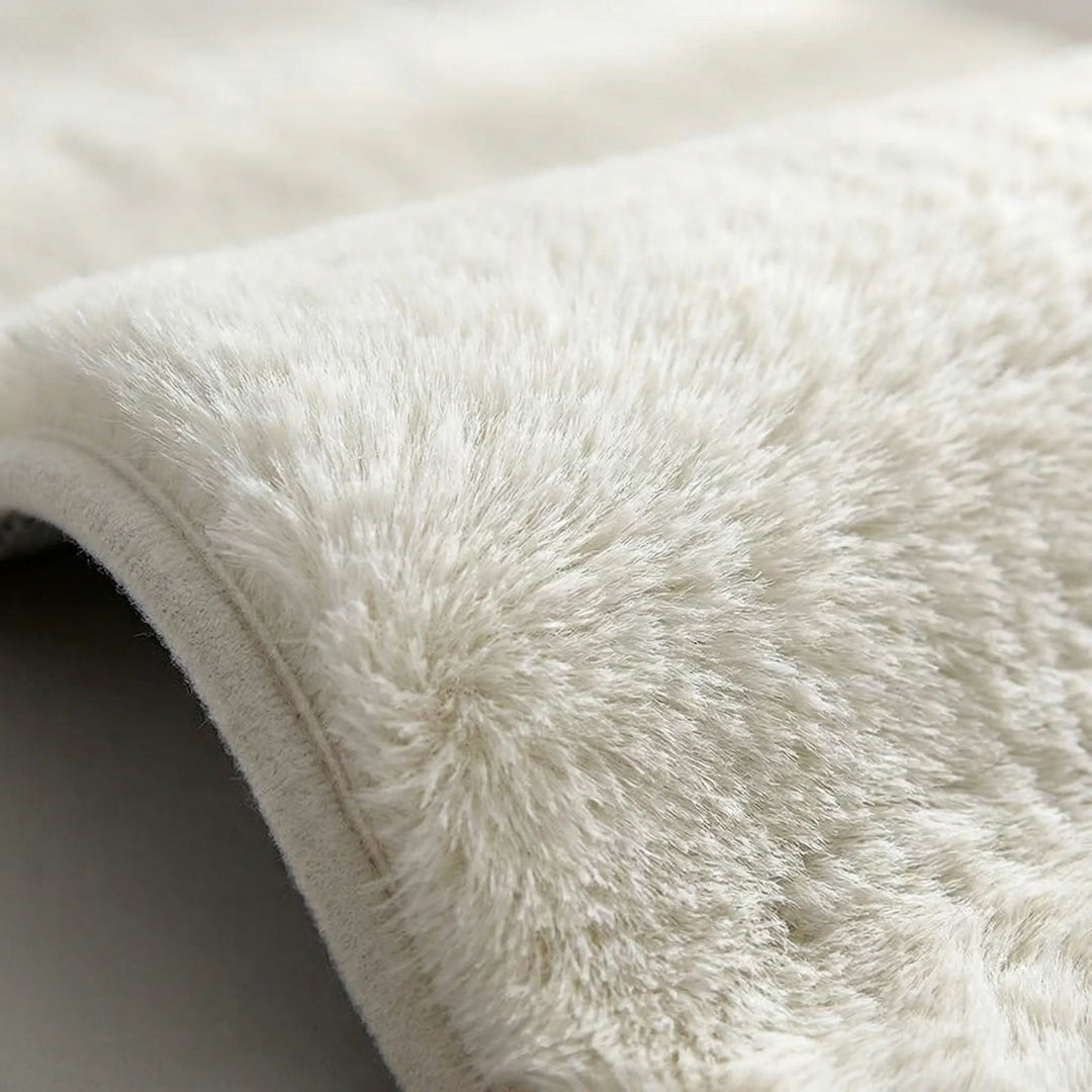 Soft, extra thick plush floor mat with non-slip backing, showing its safety and comfort for any room.