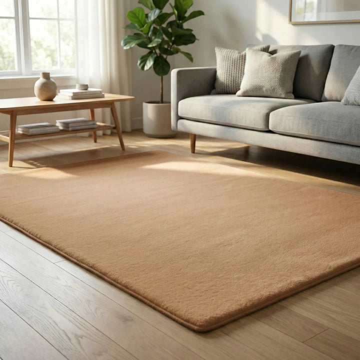 Abstract wavy pattern on a plush, extra thick area rug. Soft and non-slip, perfect for contemporary home decor.