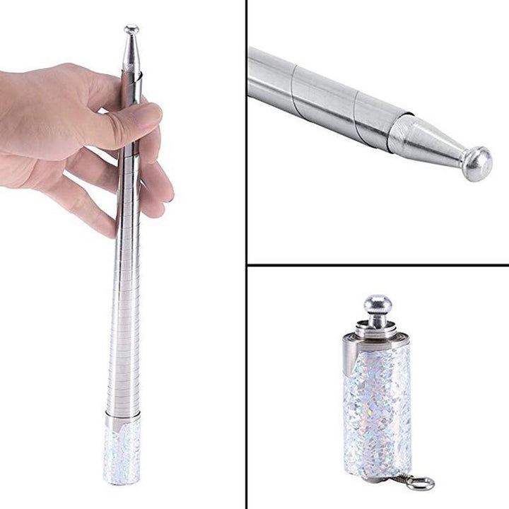 Collapsible steel self-defense staff, compact for easy carrying, essential sports and survival equipment
