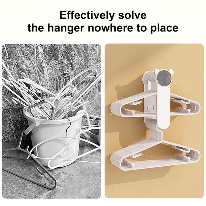 Multi-functional wall hanger unit, optimizes space in tight closets and laundry areas.