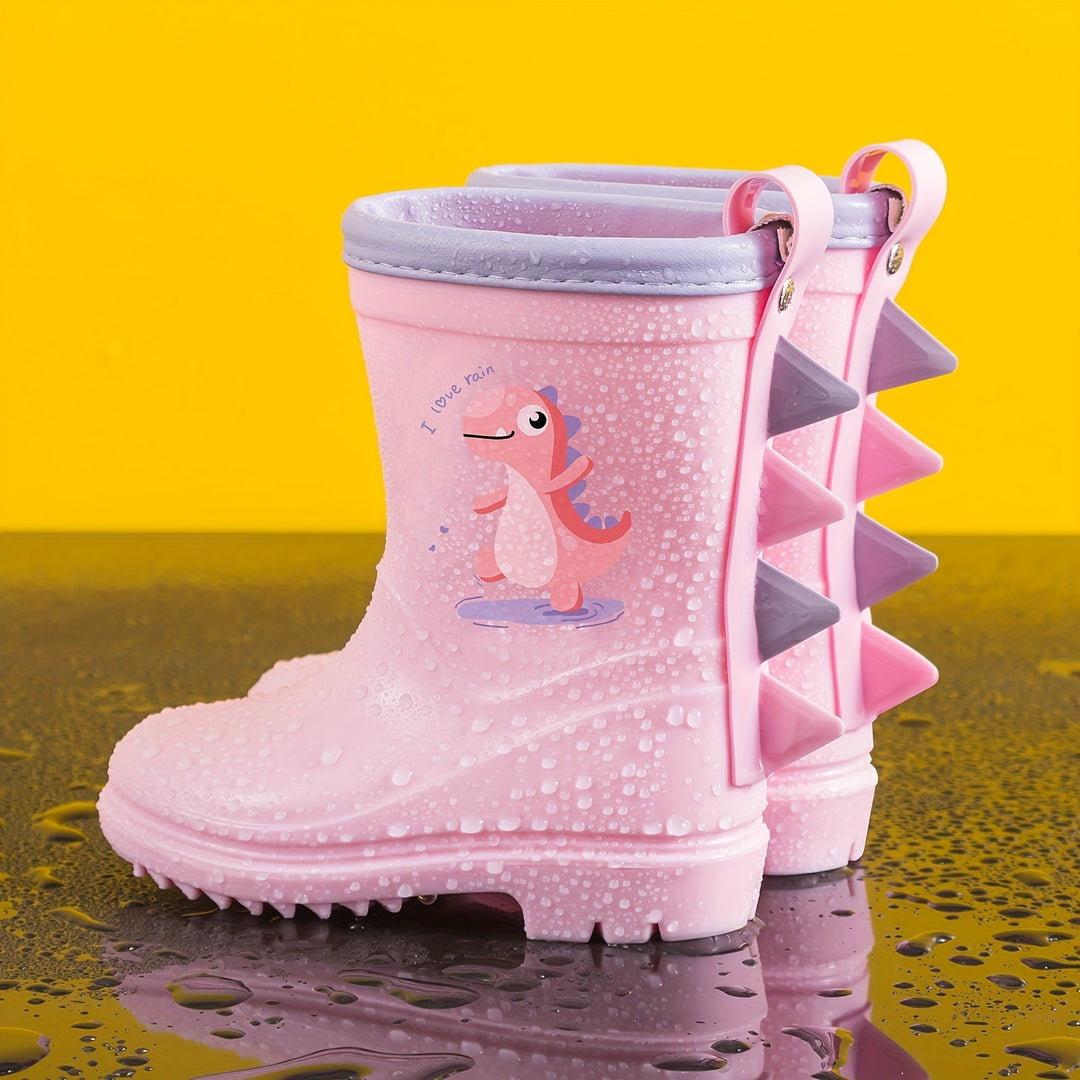 Colorful children's leopard print rain boots; waterproof, non-slip for puddle jumping & outdoor play.